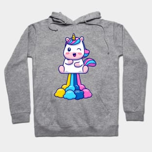 Cute Unicorn Flying With Rainbow Hoodie